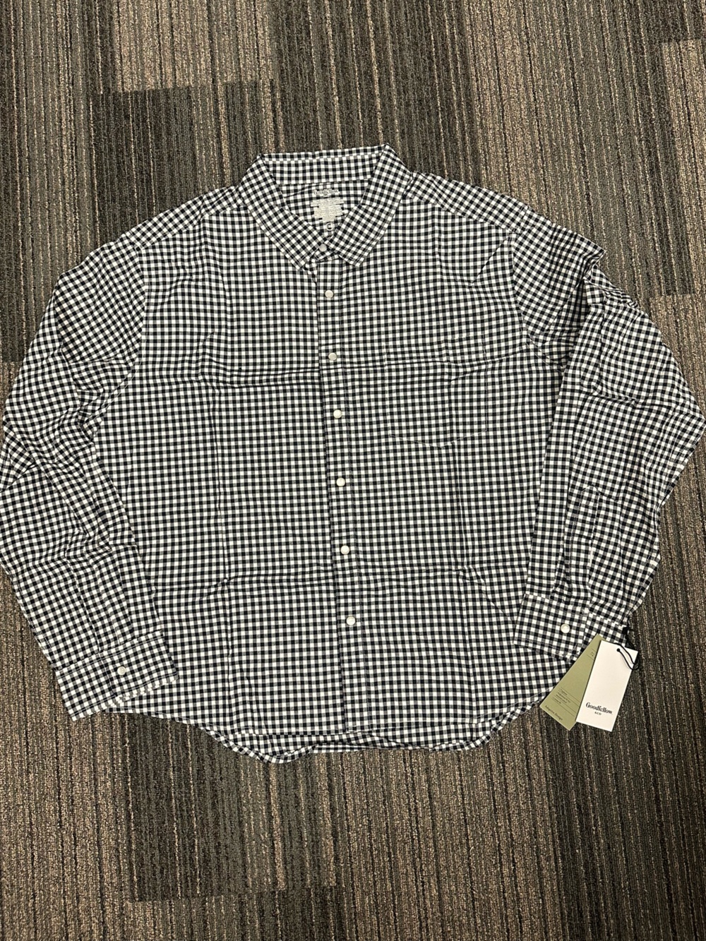 Goodfellow & Co navy/white check adaptive design long sleeve strech shirt XL NEW
